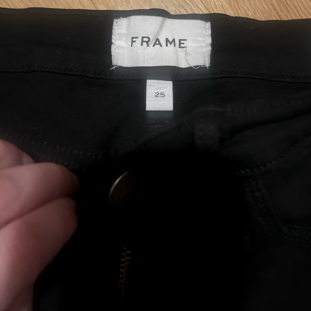 Size 25 black "le high straight" frame jeans